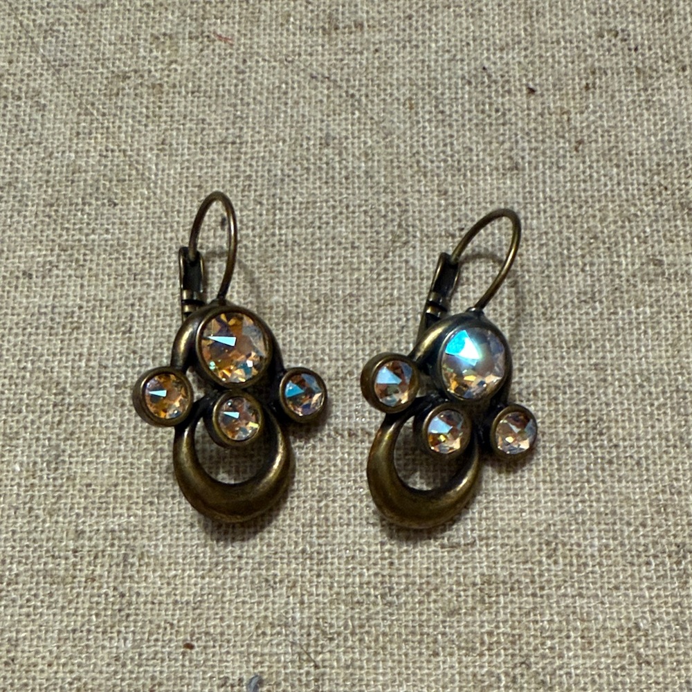 Touchstone Crystal Bronze and Amber Drop Earrings